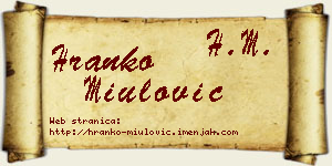 Hranko Miulović vizit kartica